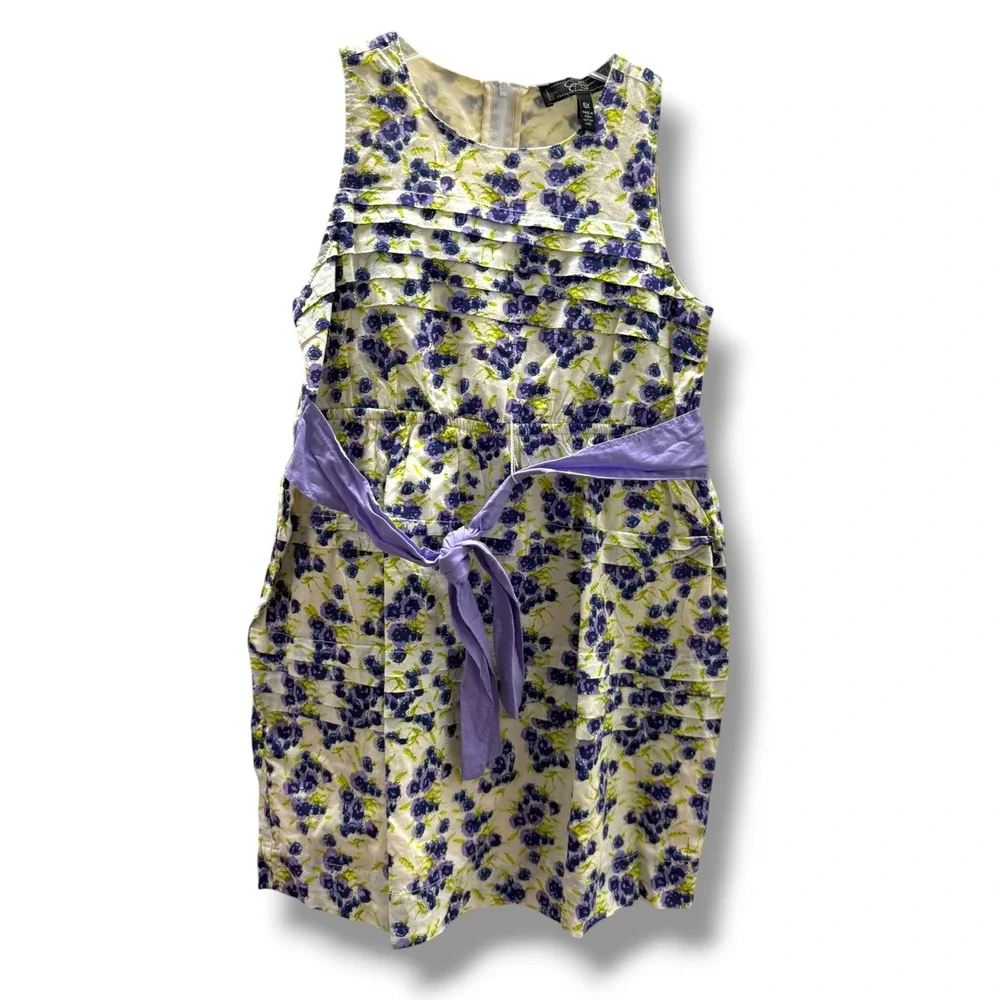 Jessica Simpson NWT Floral Cotton Dress Purple White Girls 6X Easter Party